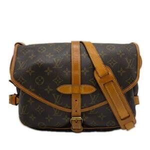 LOUIS VUITTON Monogram Saumur 30 M42256 Shoulder Bag in Brown Coated Canvas a...